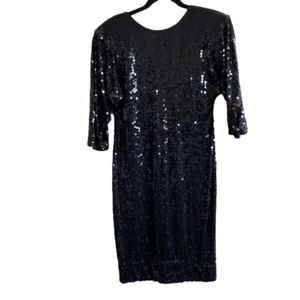 Oleg Cassini sequin black dress